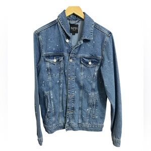 Blue Denim Jacket with White Speckles